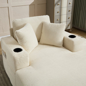 Corduroy Upholstered Chaise Lounge Sofa