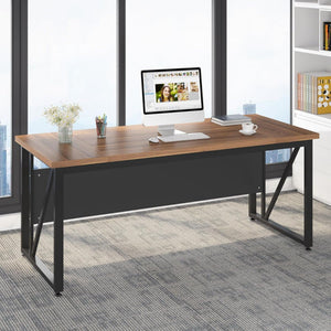 L-Shaped Executive Desk With Mobile File Cabinet, Large Home Office Workstation With Drawers And Shelves - Brown / Black