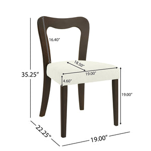 Dining Chair Without Arm Set of 2 (Dark Brown + Beige)