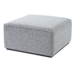 Square Upholstered Ottoman with Black-and-White Fabric