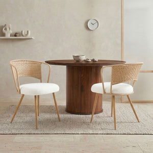 Wicker Dining Chairs - 2-Piece Set - Farmhouse Style