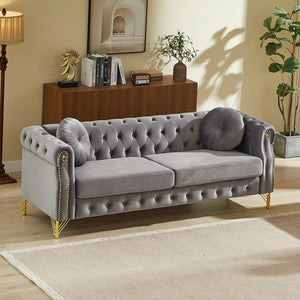 82-Inch Velvet Chesterfield Sofa