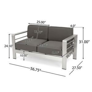 Outdoor Aluminum Loveseat With Cushion - Gray - Best Buy Furniture