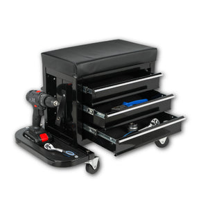 3-Drawer Tool Chest Rolling Mechanic Seat with Tool Trays