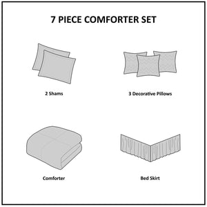 7 Piece Cotton Printed Comforter Set Indigo Queen