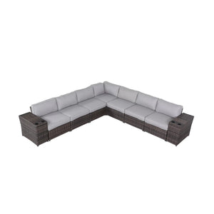 Modern Rattan Wicker Seating Group With Cushions