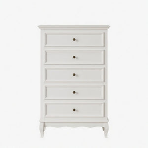 5 Drawer Tall Wide Chest Of Drawers - White