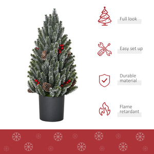 HOMCOM 18" Tall Unlit Miniature Snow-Flocked Tabletop Christmas Tree