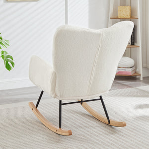 Glider Chair for Living Room Tufted Upholstered Teddy Fabric Rocking Chair