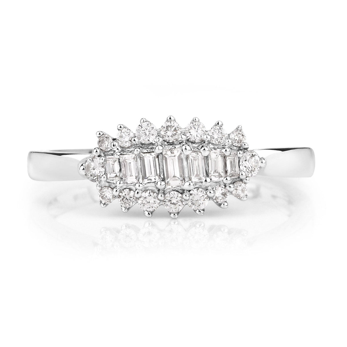 0.37 Carat Genuine White Diamond 14K White Gold Ring (E-F Color, VS-SI Clarity)