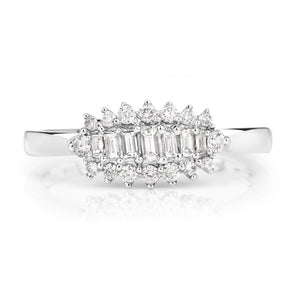 0.37 Carat Genuine White Diamond 14K White Gold Ring (E-F Color, VS-SI Clarity)
