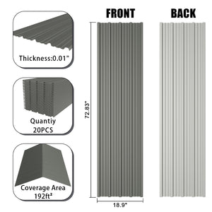 Corrugated Galvanized Metal Roofing Panels, 72.9 x 18.9 Inches, Light Gray, Set of 20