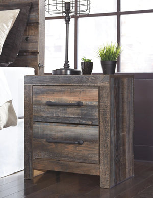 Drystan - Two Drawer Night Stand - Brown / Beige - Best Buy Furniture