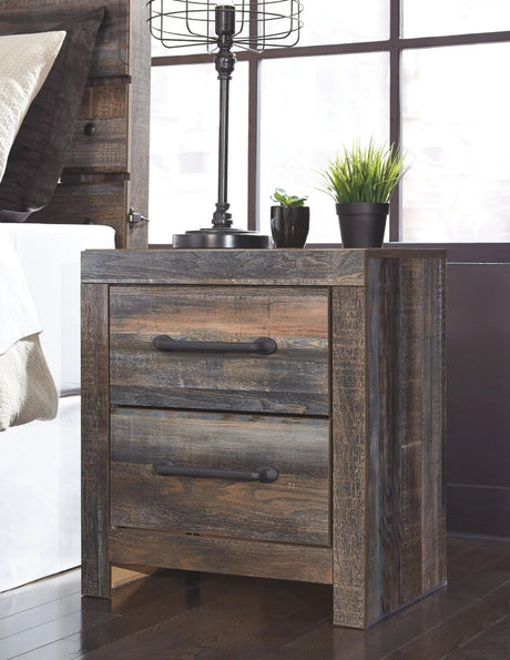 Drystan - Two Drawer Night Stand - Brown / Beige - Best Buy Furniture
