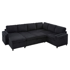 Convertible U-Shaped Sectional Sofa Bed With USB Ports And Storage