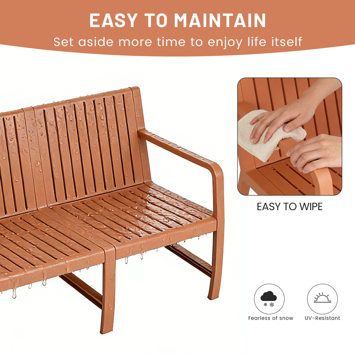 1 Piece Indoor / Outdoor 3 Seater Sofa, UV-Resistant, Waterproof And Durable