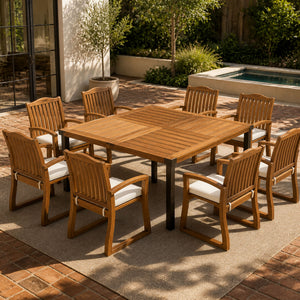 9-Piece Acacia Wood Outdoor Patio Dining Set