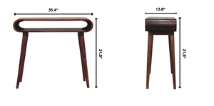 Solid Wood Amaya Nordic Style Console Table, Open Storage, Chestnut