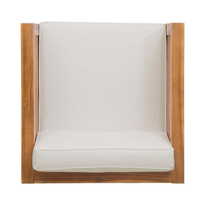 Outdoor Acacia Wood Patio Chair With Fabric Cushion