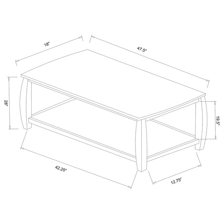 Rectangular Sofa Table With Double Shelf - Brown