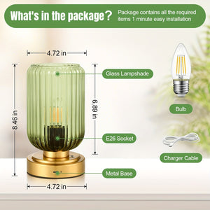 Cordless Touch Table Lamp with Rechargeable Battery – Dimmable LED Bedside Light