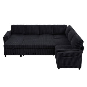 Convertible U-Shaped Sectional Sofa Bed With USB Ports And Storage