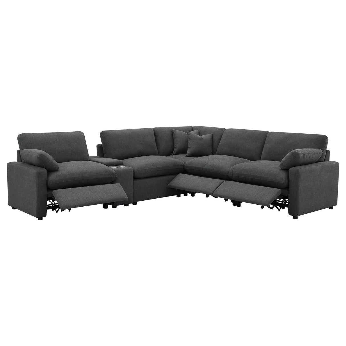 Hollander - 6 Piece Modular Power Reclining Sectional - Dark Gray