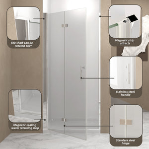 31-30"x 72" Bifold Shower Door, 1/4" (6mm) Tempered Glass