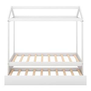House Bed With Trundle In, Twin Size - White