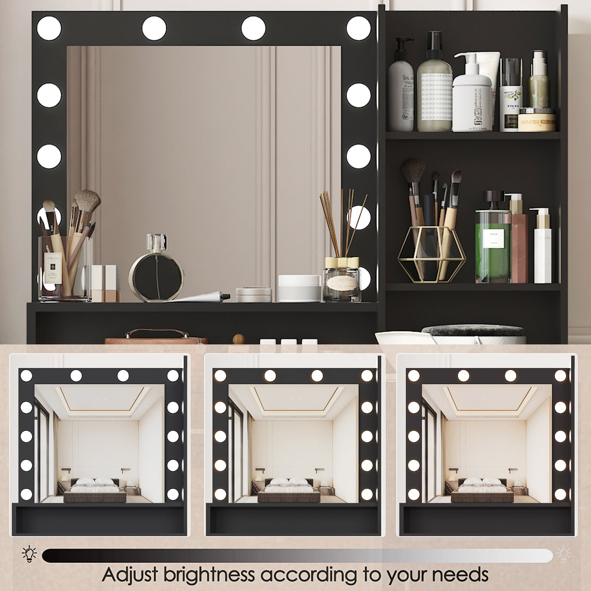Vanity Desk with Mirror & Light