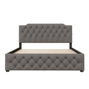 Upholstered Platform Bed With 2 Drawers And 2 Sets Of USB Ports On Each Side, Fabric