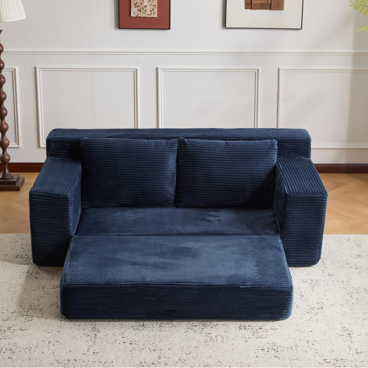 Comfortable Deep Seat Loveseat Sofa Bed, Reversible Cushion With Pillows