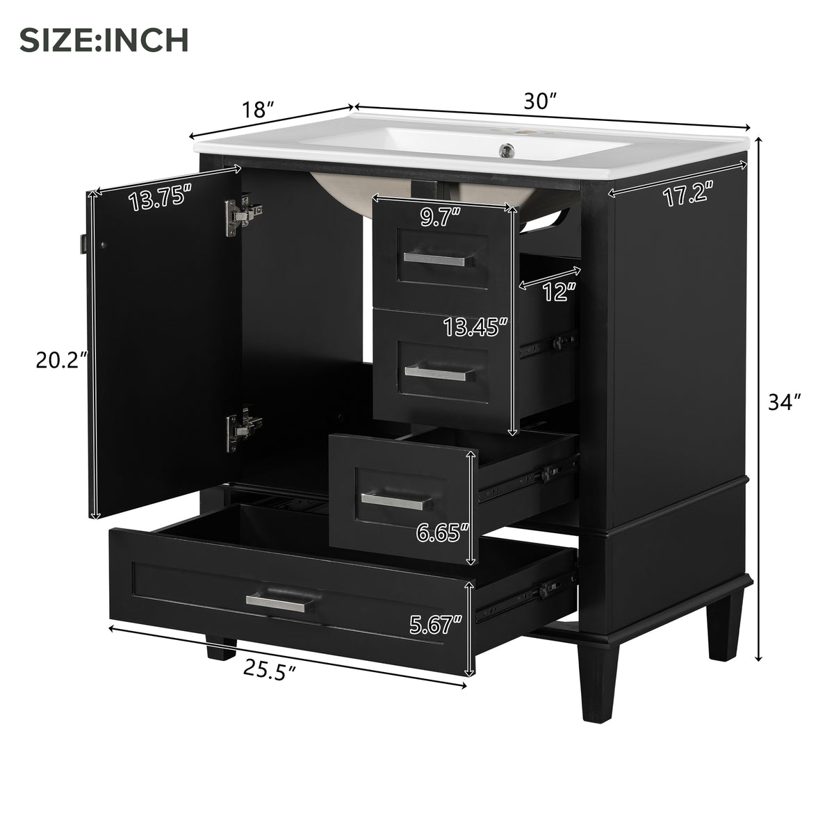 30" Bathroom Vanity with Sink Combo Set