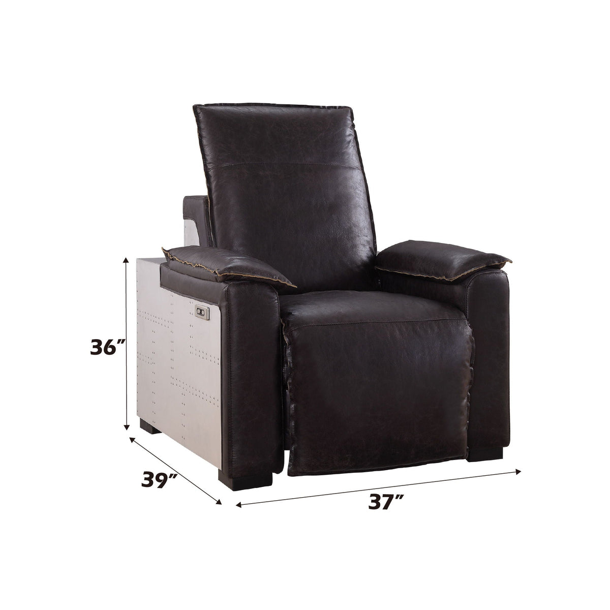 Misezon - Top Grain Leather Power Motion Recliner - Dark Brown - Best Buy Furniture