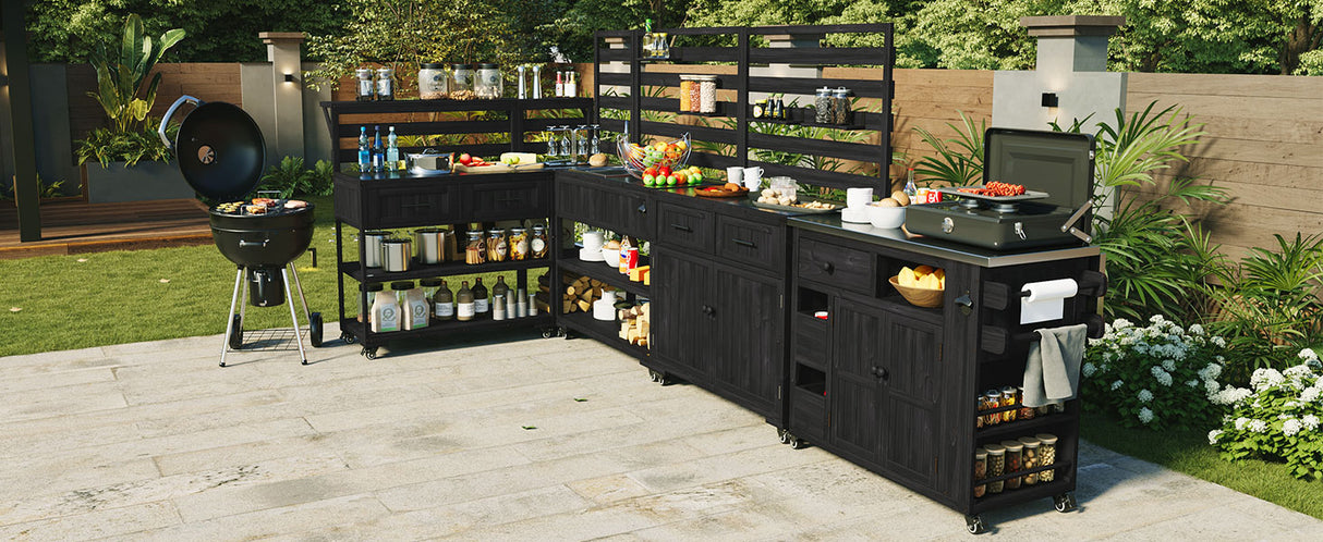 TOPMAX 41.7'' Large Patio Rolling Kitchen Island with Sink