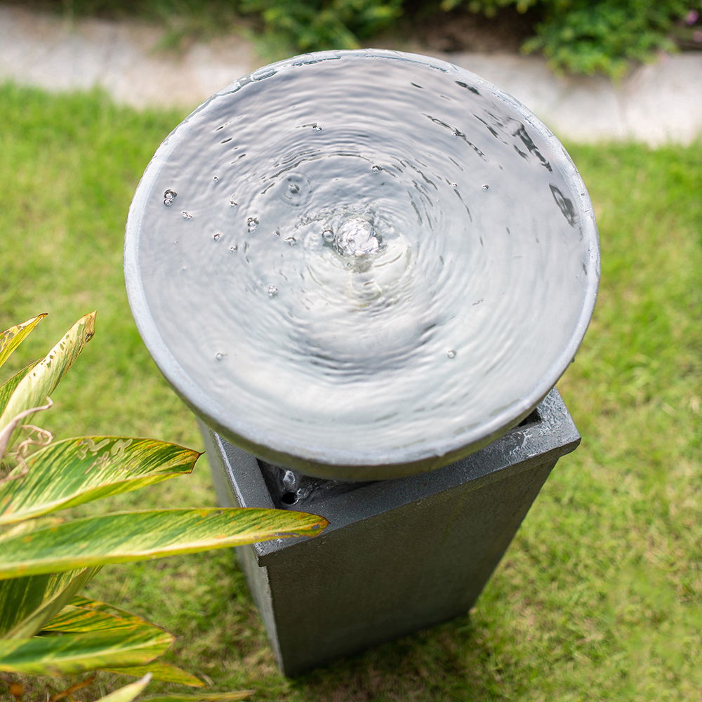 Zen Bowl Water Fountain Outdoor Bird Feeder and Garden Feature