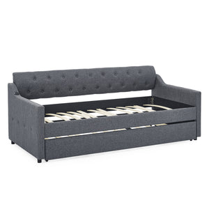 Size Upholstered Daybed With Trundle And USB Charging Armrest