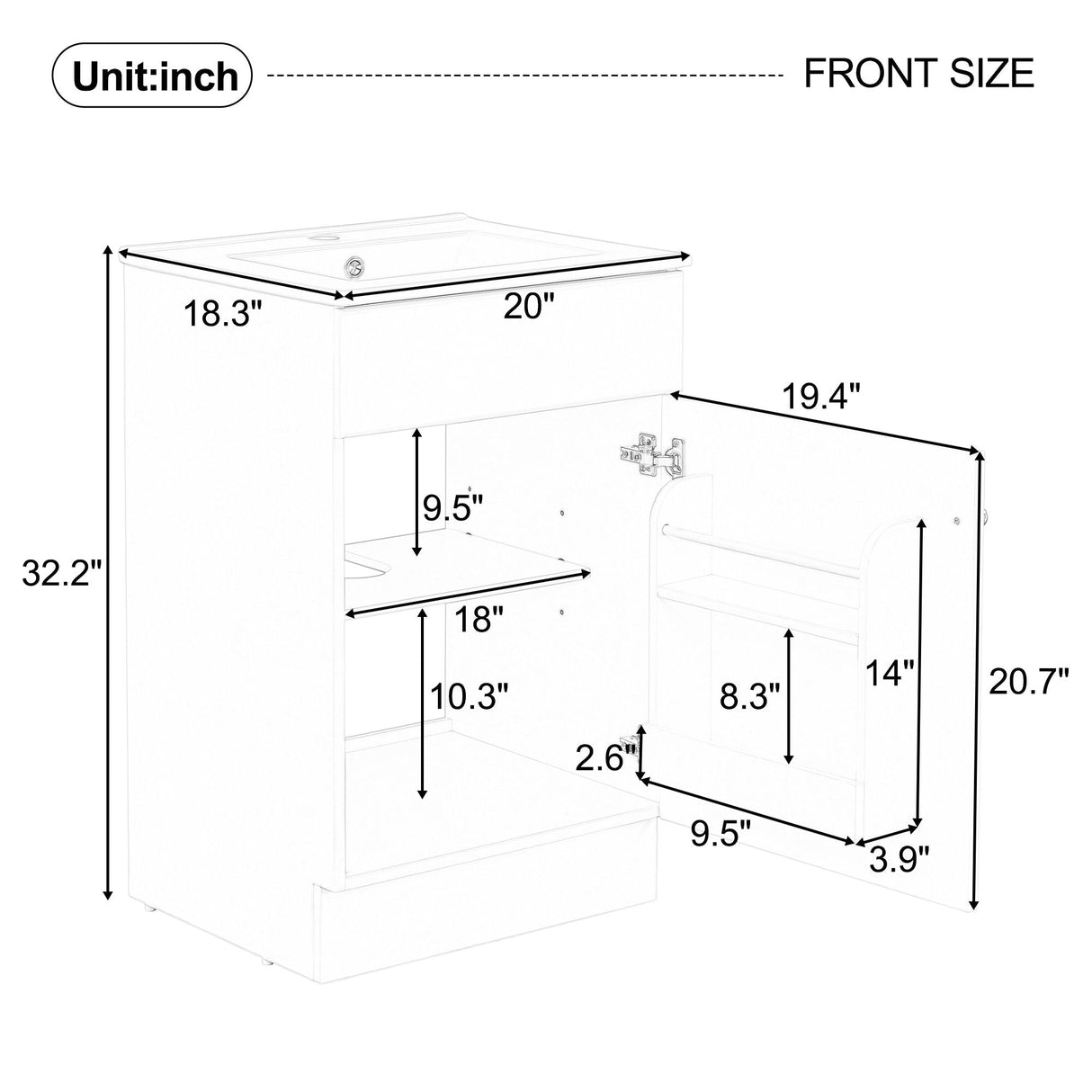 Bathroom Vanity With Sink, Cabinet With Adjustable Shelf - Best Buy Furniture