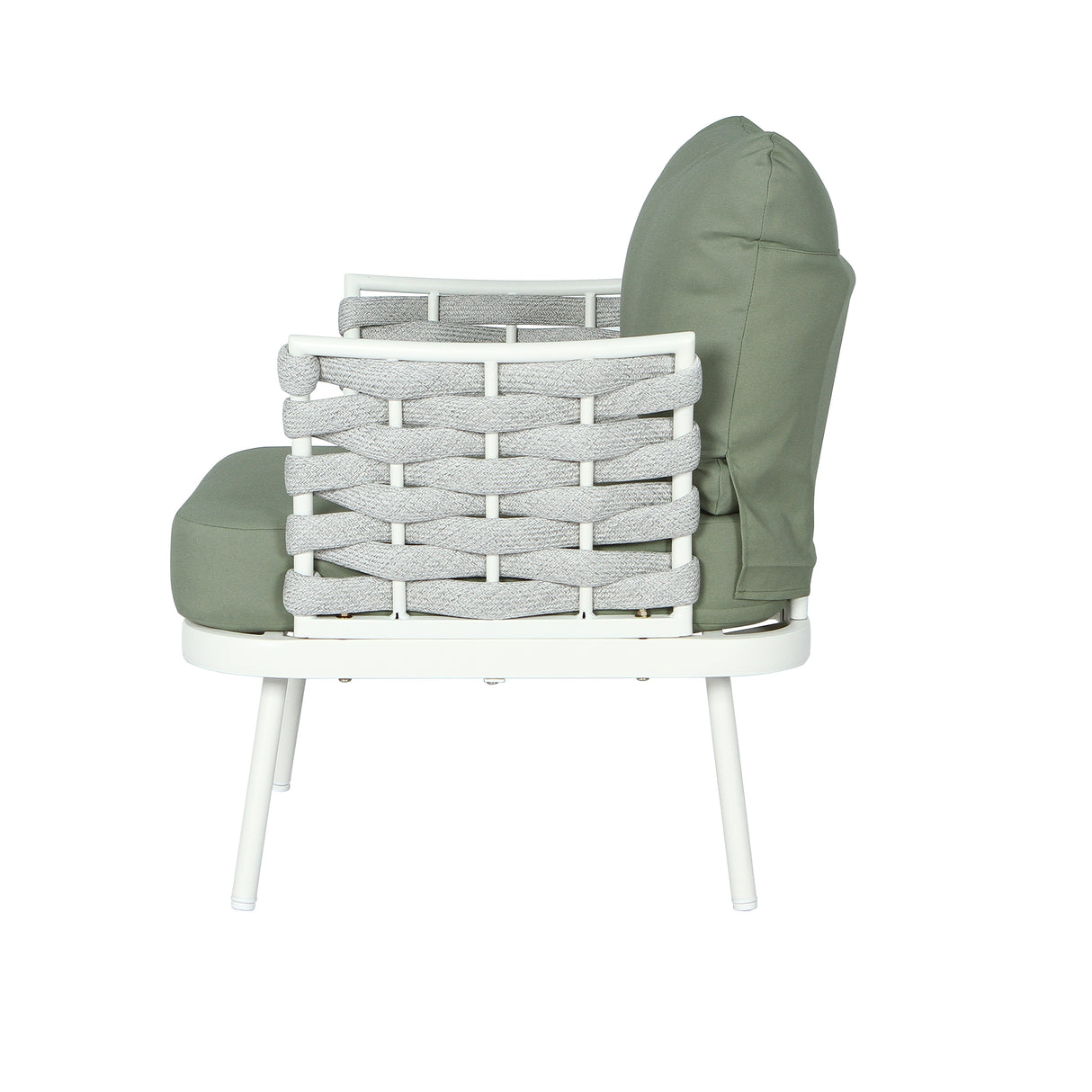 Mariano Steel 4-Pieces Conversation Set, Off White+Green