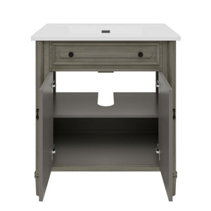 Vintage Bathroom Vanity With Sink, Rustic Cabinet With Soft Close Doors
