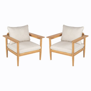 Terassi Outdoor Lounge Chair Set of 2 with Cushions - Beige / Light Teak