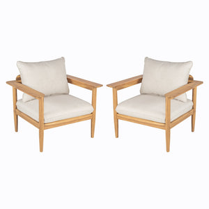 Terassi - Outdoor Lounge Chair (Set of 2) With Cushions - Beige / Light Teak