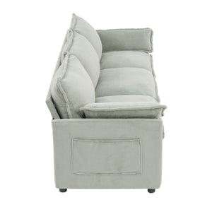 Modern 3 Seater Sofa With Side Storage Pockets For Living Room