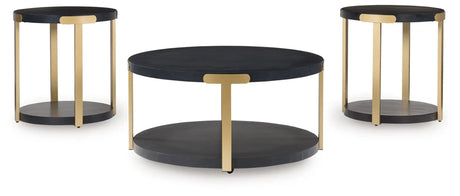 Shylore - Occasional Table Set (Set of 3) - Black / Brass Finish - Best Buy Furniture