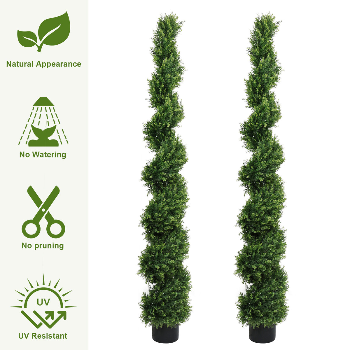 6FT Two-Tone Spiral-Shaped Potted Cedar Tree Set