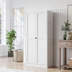 Metal Kitchen Pantry Cabinet With Adjustable Storage And 4 Heavy Duty Shelves - White