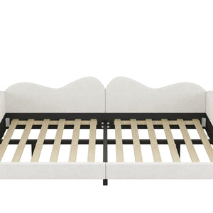 Upholstered Daybed, Sherpa Fabric Sofabed With Cloud-Shaped Backrest
