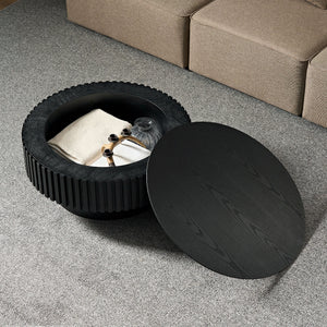 31.49'' Nesting Round Wood Coffee Table with Storage