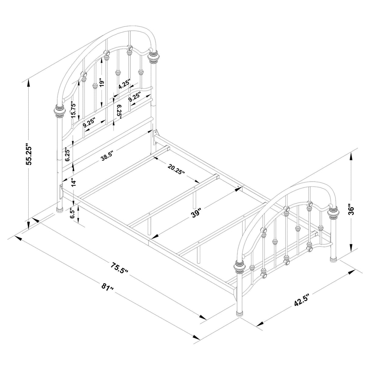 Twin Bed With Curved Headboard And Footboard - Bronze