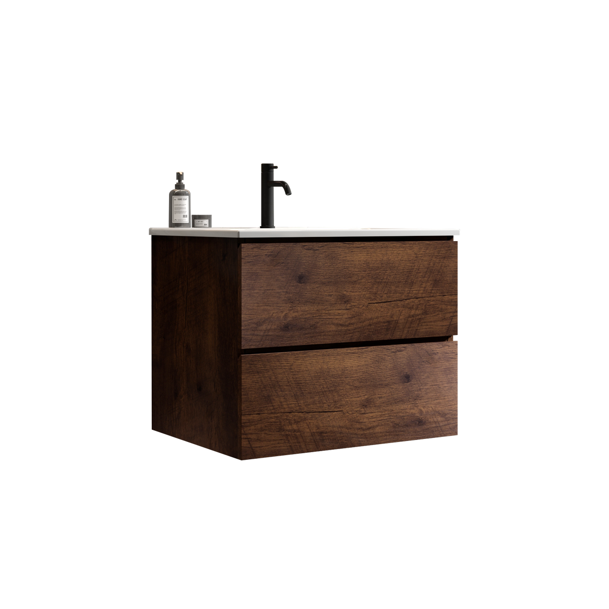 TIA 24-Inch Wall Mounted Bathroom Vanity, Walnut